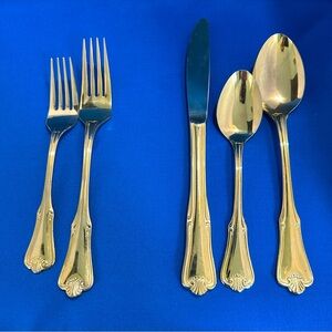 F.B. Rogers 41 Piece Gold Stainless Steel Silverware- Japan- 8 Full Settings